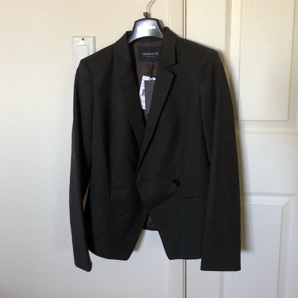 Lafayette 148 dark brown blazer wool blend